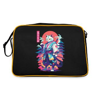 Chat samouraï Vaporwave Esthétique Japon Art - Sac Retro - noir/or - Dos