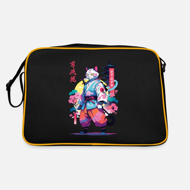 Chat samouraï Vaporwave Esthétique Sac Retro