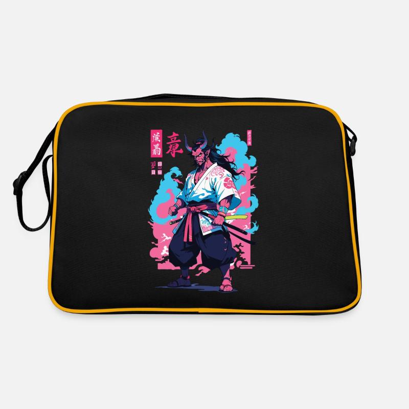 Samurai Oni Yokai Aesthetic Vaporwave Stil Retro Tasche