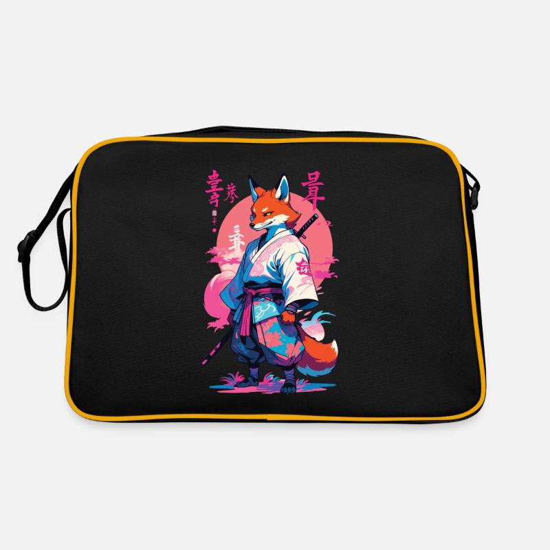 Kitsune Samurai Fox Aesthetic Vaporwave Style Retro Bag