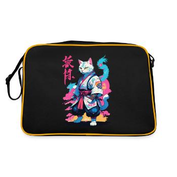 Chat samouraï Vaporwave Esthétique Japon Art - Sac Retro - noir/or - Dos