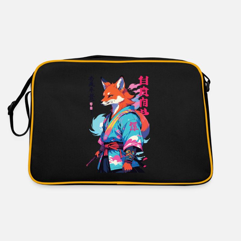 Kitsune Samurai Fox Aesthetic Vaporwave Style Retro Bag