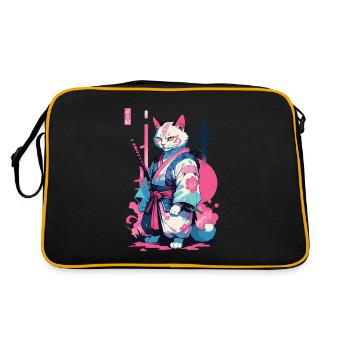 Chat samouraï Vaporwave Esthétique Japon Art - Sac Retro - noir/or - Dos