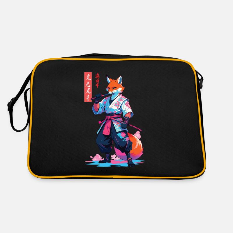 Kitsune Samurai Fox Aesthetic Vaporwave Style Retro Bag