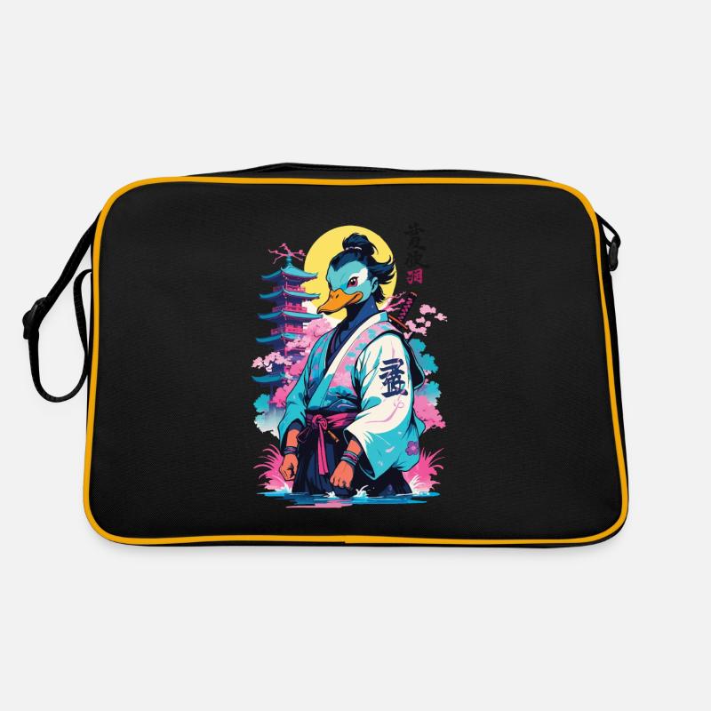 Samurai Duck In Aesthetic Vaporwave Style Retro Bag