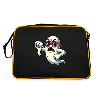 Cool Ghost Gives Thumbs Down Funny Halloween - Retro Bag - black/gold - Back