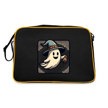 Funny Witch Ghost Witches Broom Halloween Party - Retro Bag - black/gold - Back