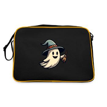 Funny Witch Ghost Witch Broom Halloween Party - Retro Bag - black/gold - Back