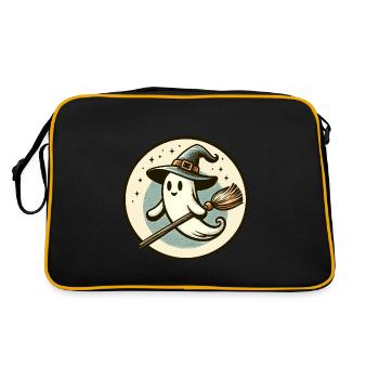 Funny Witch Spirit Witch Broom Vintage Art Style - Retro Bag - black/gold - Back