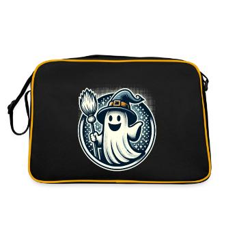 Funny Witch Spirit Witch Broom Vintage Art Style - Retro Bag - black/gold - Back