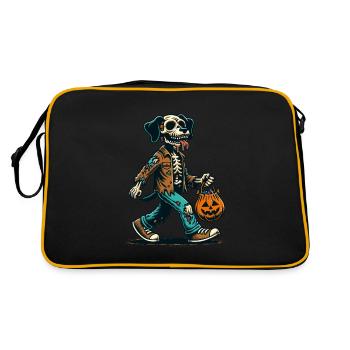 Untote Zombie Hund Süßes Oder Saures Halloween - Retro Tasche - Schwarz/Gold - Hinten