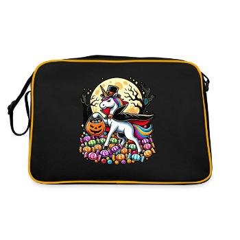 Drôle de licorne vampire aime les bonbons - Sac Retro - noir/or - Dos