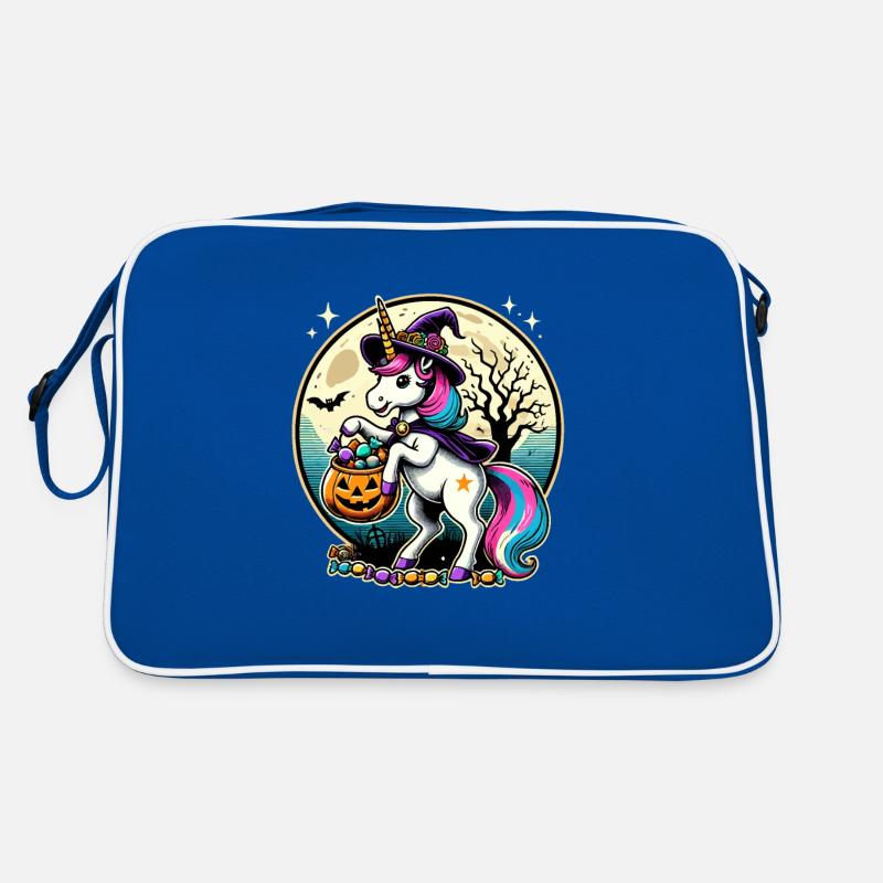 Lustiges Hexen Einhorn Möchte Süßigkeiten Retro Tasche
