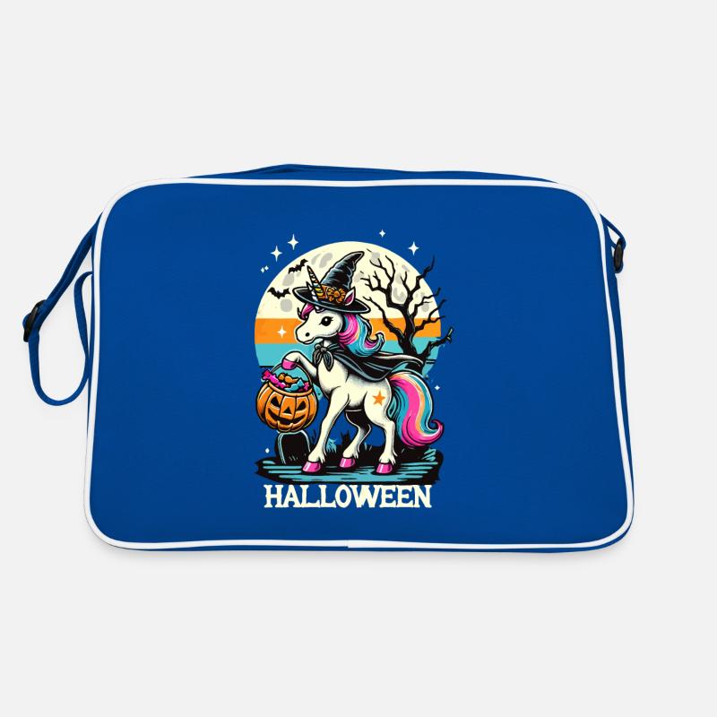 Lustiges Hexen Einhorn Möchte Süßigkeiten Retro Tasche