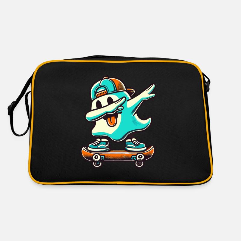 Skateboaring Dabbing Ghost Skateboard Dab Sac Retro