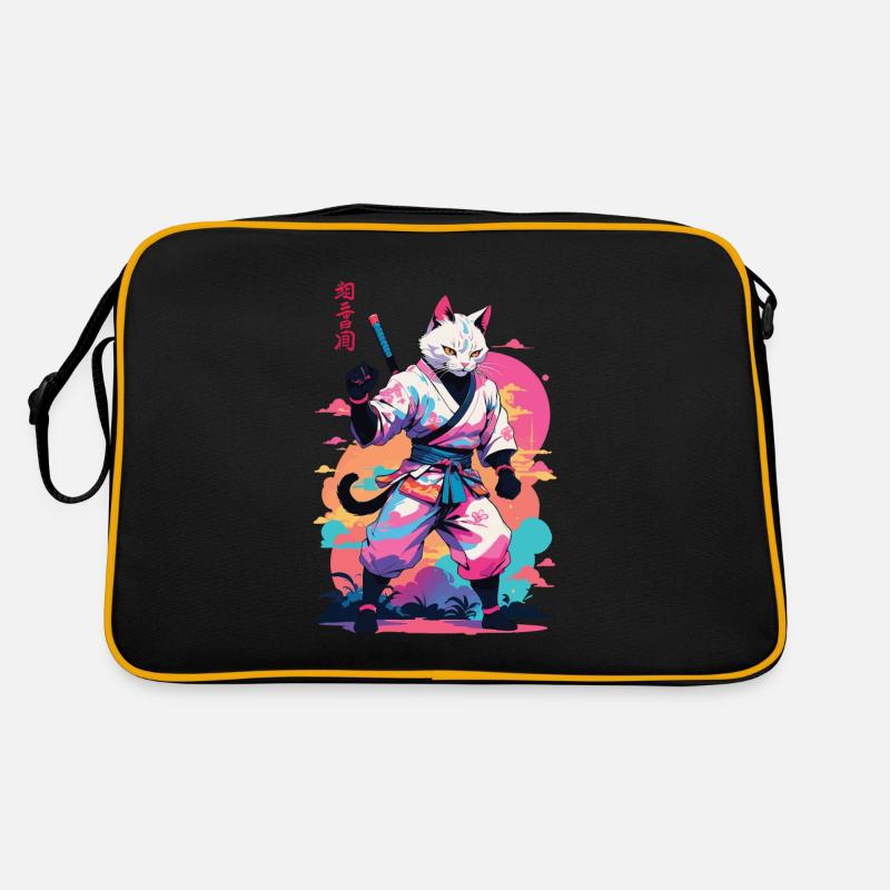 Samurai Cat Vaporwave Aesthetic Japan Art Retro Bag