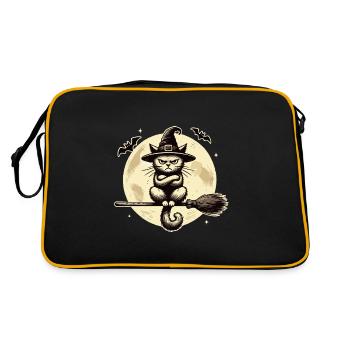 Funny Witch Cat Grumpy Magician Cat - Retro Bag - black/gold - Back