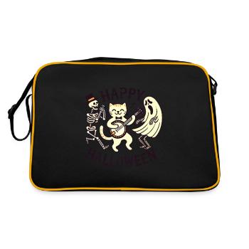 Merry Holiday Cat Funny Cats Party - Retro Bag - black/gold - Back
