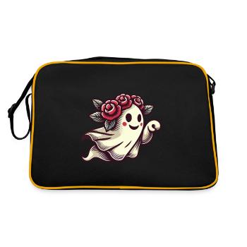 Amateur de fleurs fantôme drôle fleurs fantôme - Sac Retro - noir/or - Dos
