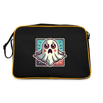 Scared Ghost Funny Ghost Design - Retro Bag - black/gold - Back