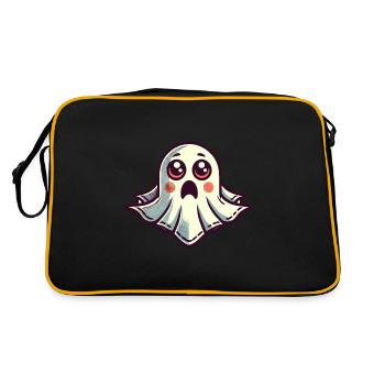 Scared Ghost Funny Ghost Design - Retro Bag - black/gold - Back