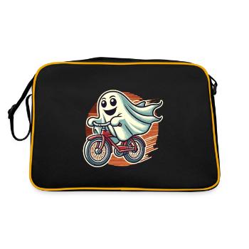 Fahrrad Fahrendes Gespenst Lustiger Geist - Retro Tasche - Schwarz/Gold - Hinten