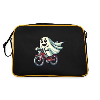 Bicycle Riding Ghost Funny Ghost - Retro Bag - black/gold - Back