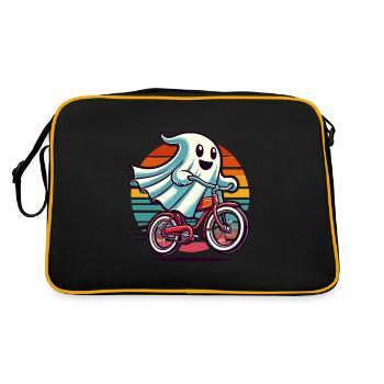 Fahrrad Fahrendes Gespenst Lustiger Geist - Retro Tasche - Schwarz/Gold - Hinten