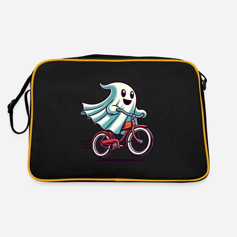 Bicycle Riding Ghost Funny Ghost Retro Bag