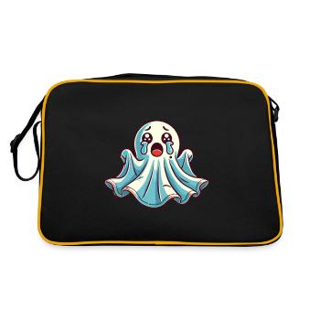 Sad Ghost Cute Weeping Ghosts - Retro Bag - black/gold - Back