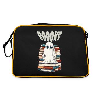 Cute Book Lover Ghost - Retro Bag - black/gold - Back