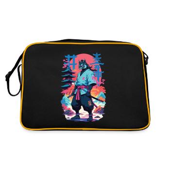 Tanuki Yokai Vaporwave Aesthetic Samurai Art - Retro Bag - black/gold - Back