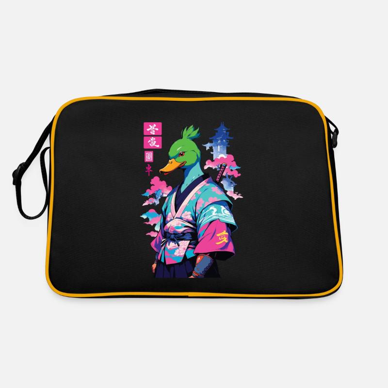 Samurai Duck in Aesthetic Vaporwave Style Retro Bag