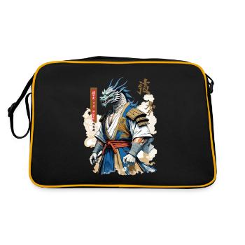 Dragon Samurai Vintage Ukiyo-e Style - Retro Bag - black/gold - Back