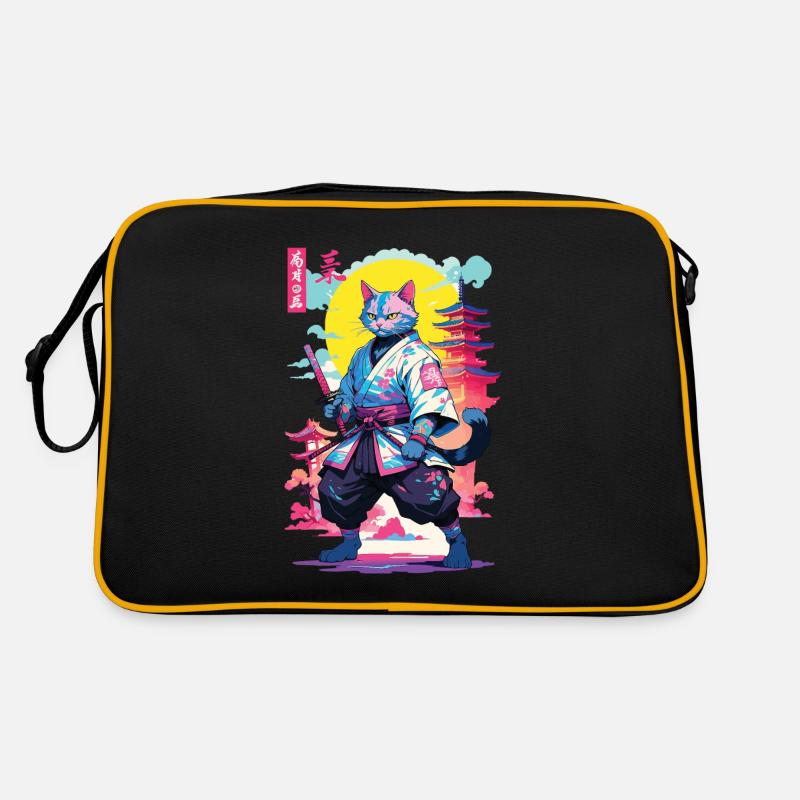 Conception esthétique Samurai Cat Vaporwave Sac Retro