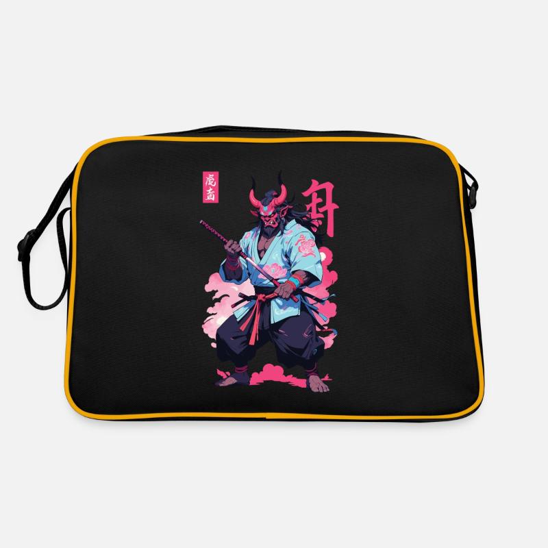 Samurai Oni Yokai Aesthetic Vaporwave Style Retro Bag