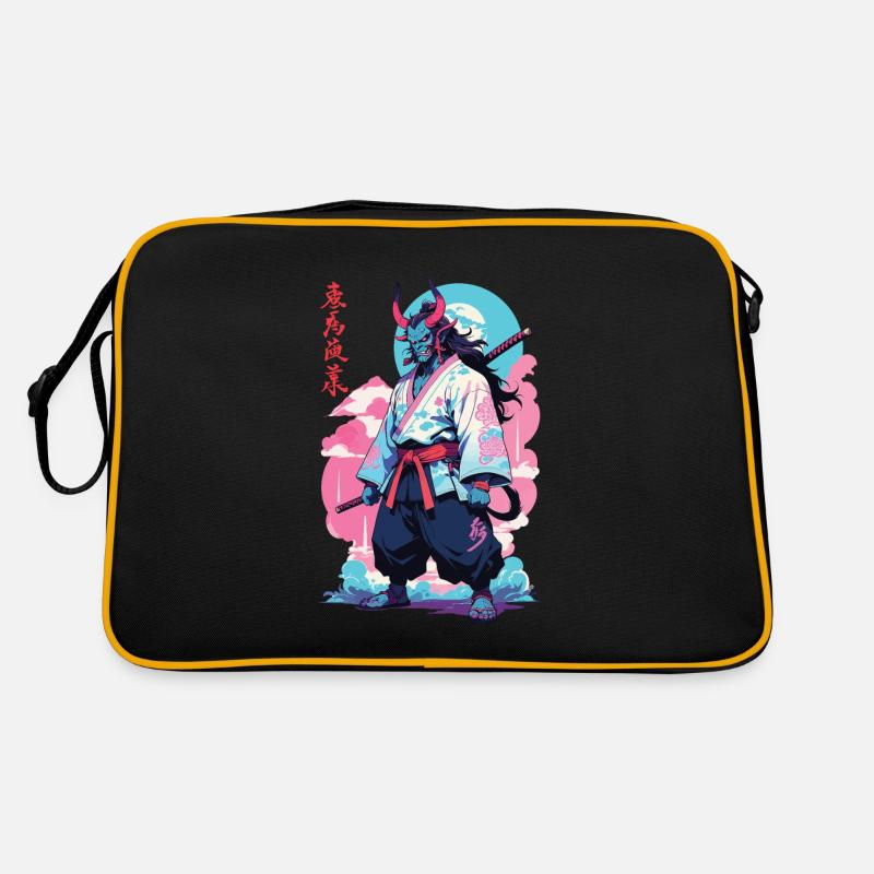 Samurai Oni Yokai Aesthetic Vaporwave Stil Retro Tasche