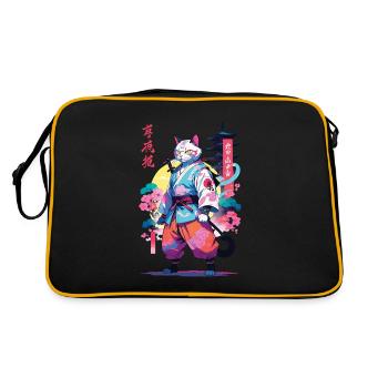 Chat samouraï Vaporwave Esthétique - Sac Retro - noir/or - Dos