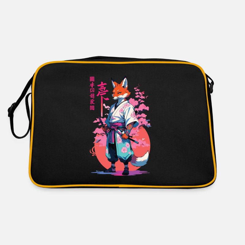 Kitsune Samurai Fox Aesthetic Vaporwave Style Retro Bag