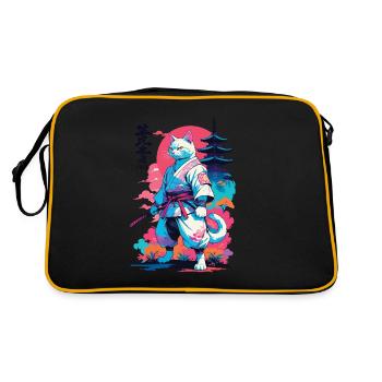 Chat samouraï Vaporwave Esthétique Japon Art - Sac Retro - noir/or - Dos