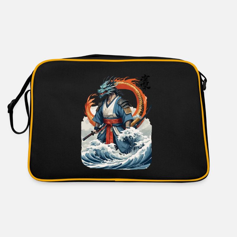 Dragon Samurai & Vintage Ukiyo-e Style Artwork Retro Bag
