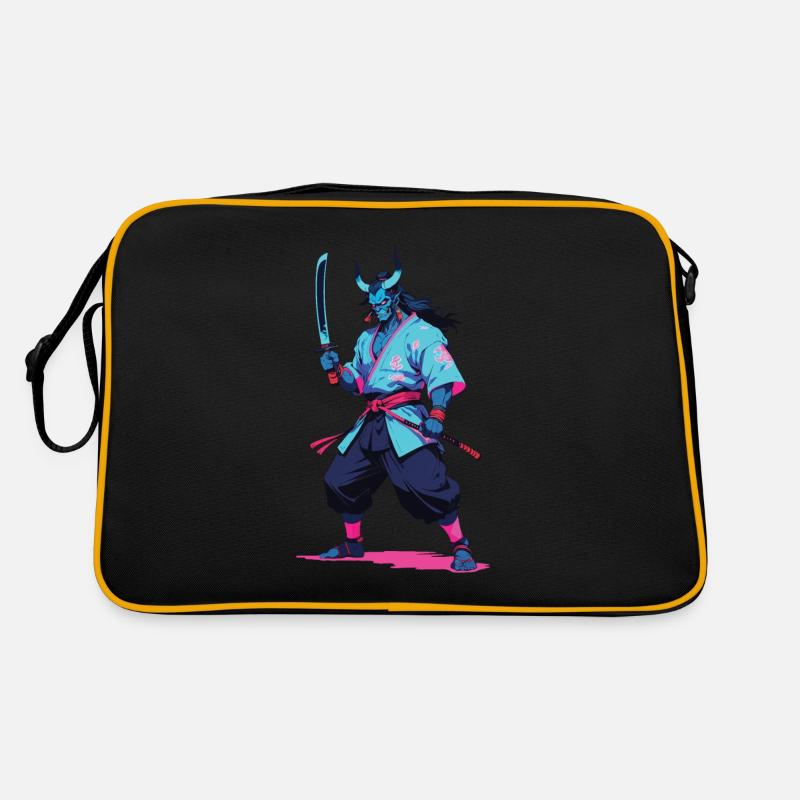 Samurai Oni Yokai Aesthetic Vaporwave Style Retro Bag