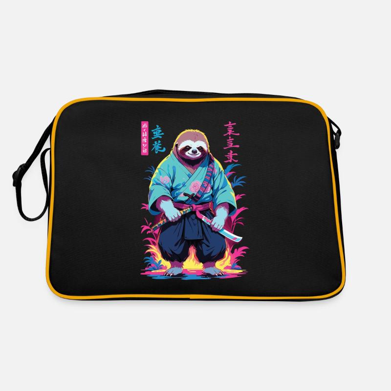 Samurai Sloth Aesthetic Vaporwave Style Retro Bag