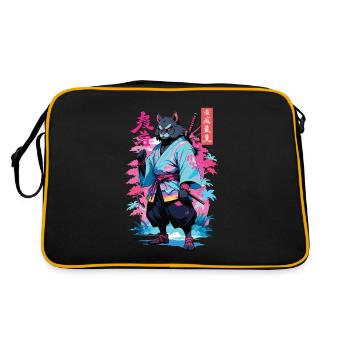 Tanuki Yokai Vaporwave Esthétique Art des samouraïs - Sac Retro - noir/or - Dos