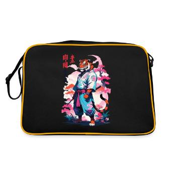 Tiger Yokai Vaporwave Aesthetic Samurai Art - Retro Bag - black/gold - Back