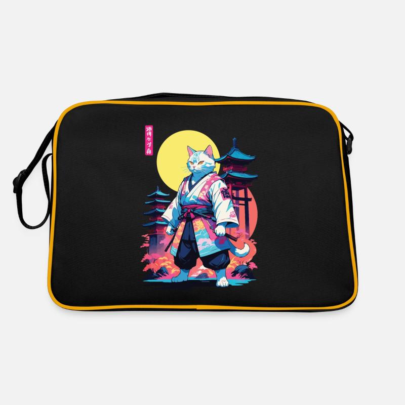 Conception esthétique Samurai Cat Vaporwave Sac Retro