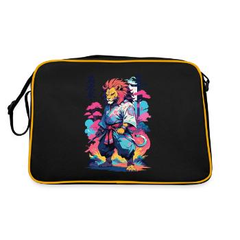 Samouraï Lion Esthétique Vaporwave Style Japon Art - Sac Retro - noir/or - Dos