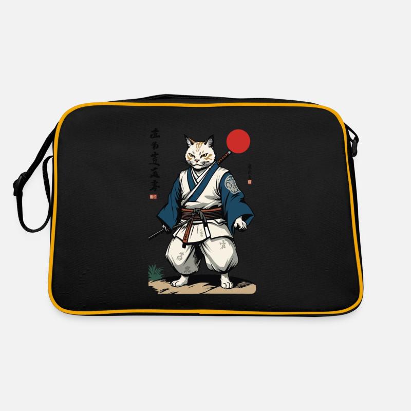 Chat Samouraï Vintage Ukiyo-E Artwork Design Sac Retro