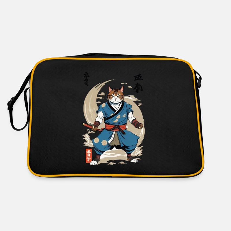 Samurai Katze Vintage Ukiyo-E Japanisches Retro Tasche