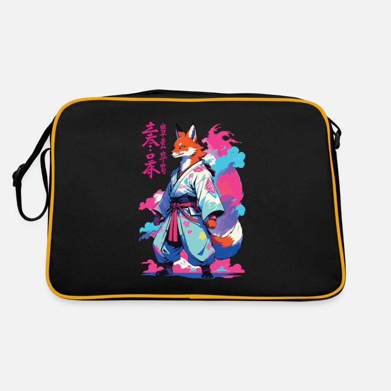 Kitsune Samurai Fox Aesthetic Vaporwave Style Retro Bag